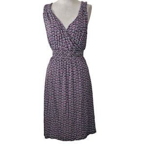 Pink and Blue Sleeveless Knee Length Knit Dress Size 16